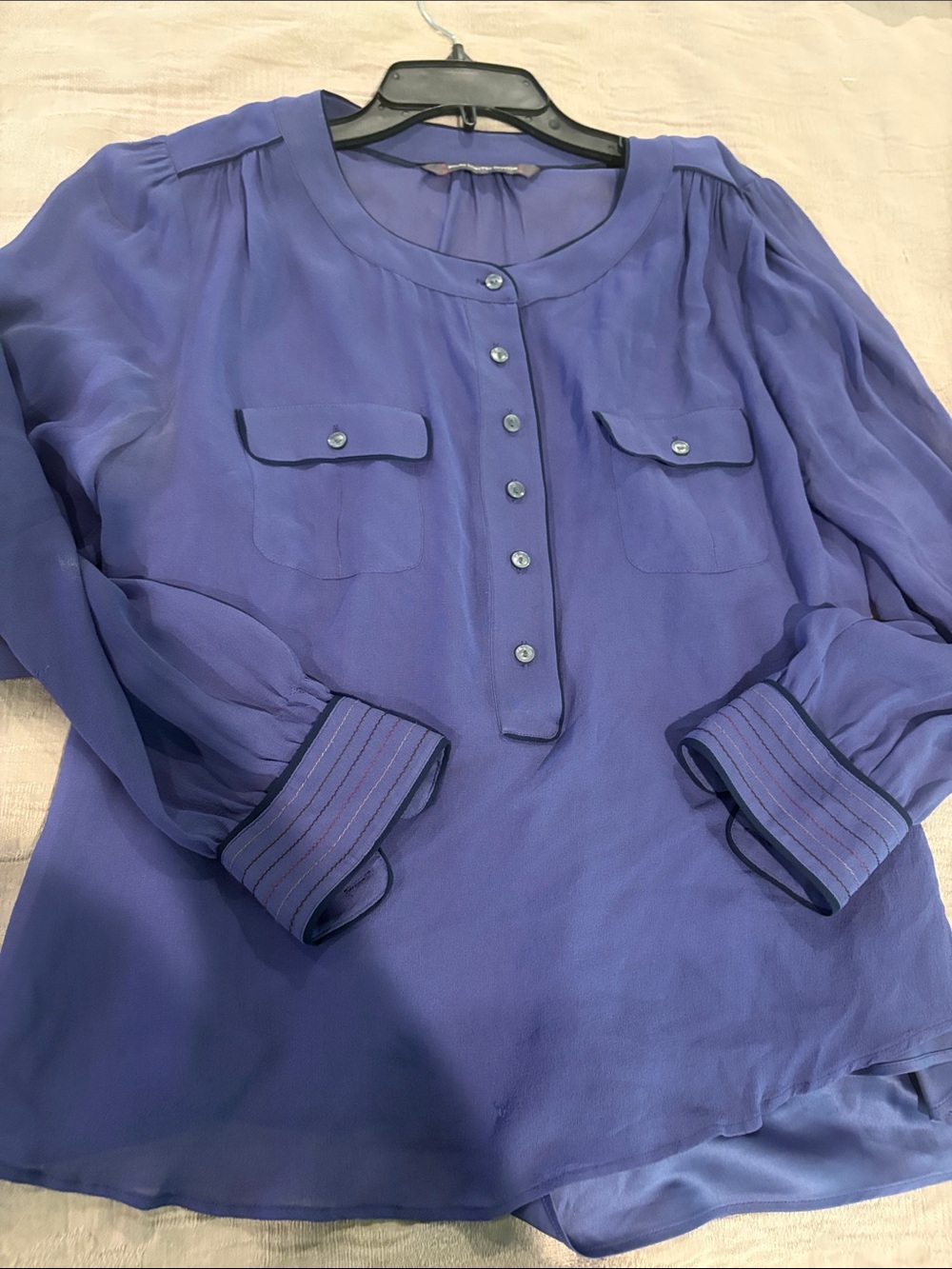 Womens Purple Button-Front Long-Sleeve Blouse Boden Limited Edition